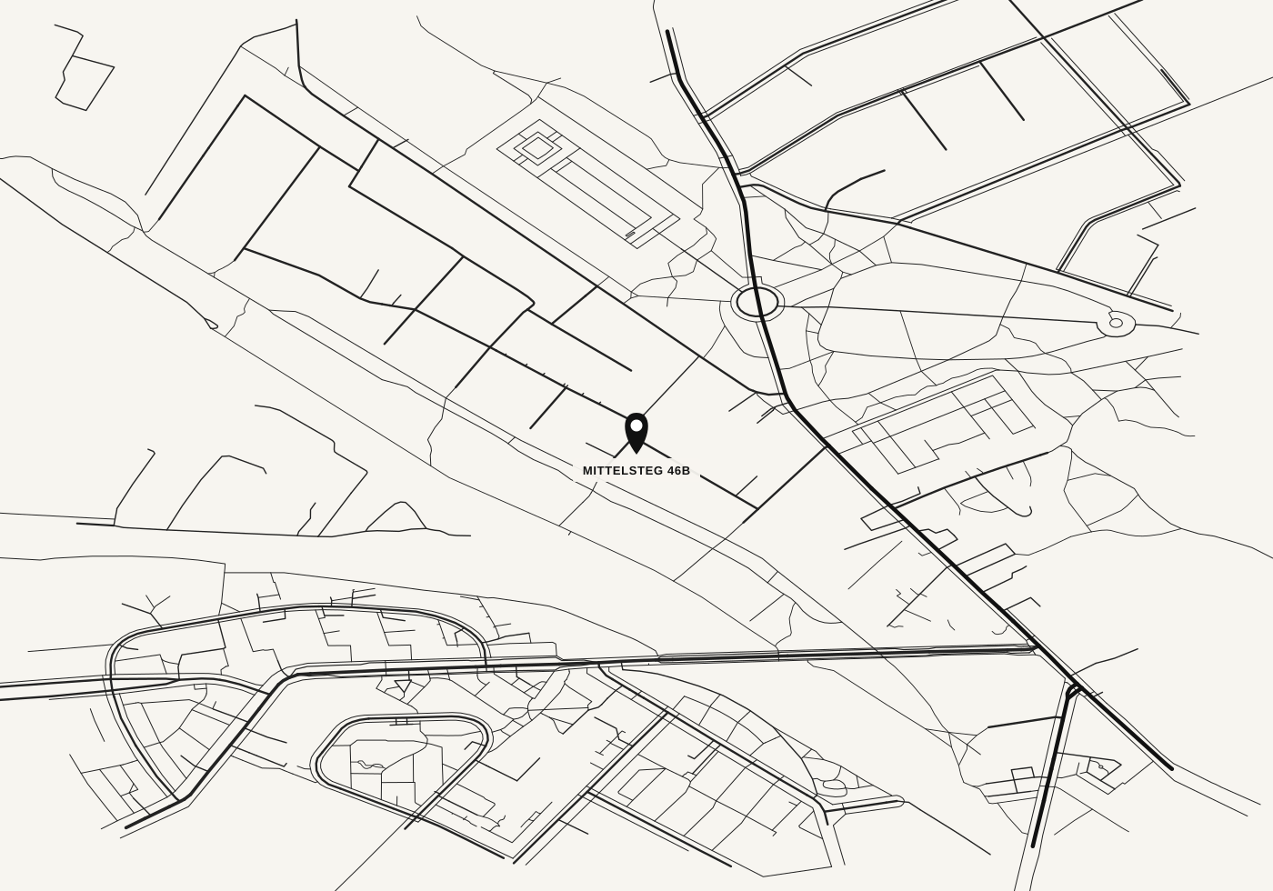 Schematische Karte der Umgebung des Grundstücks Mittelsteg 46B in Berlin-Pankow